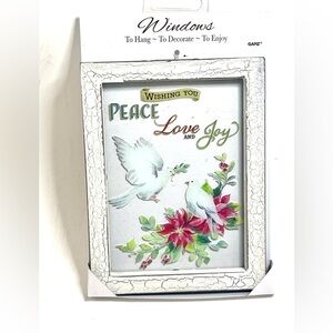 Ganz Peace Love Joy Christmas Wall Décor 6" H Window Plaque